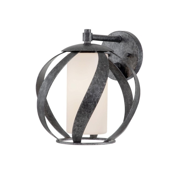 Quintiesse Blacksmith 1 Light Exterior Wall Light In Old Black Complete With Satin Opal Etched Glass - QN-BLACKSMITH1-OBK