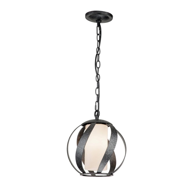 Quintiesse Blacksmith 1 Light Outdoor Pendant In Old Black Complete With Satin Opal Etched Glass - QN-BLACKSMITH-P-OBK