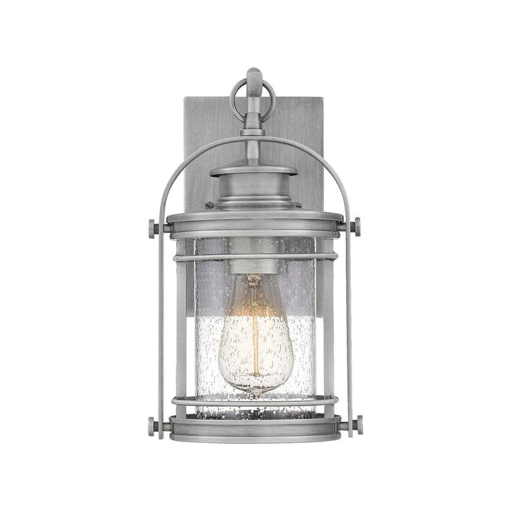 Quintiesse Booker 1 Light Small Exterior Wall Lantern In Industrial Aluminium Complete With Clear Seeded Glass - QN-BOOKER-S-IA