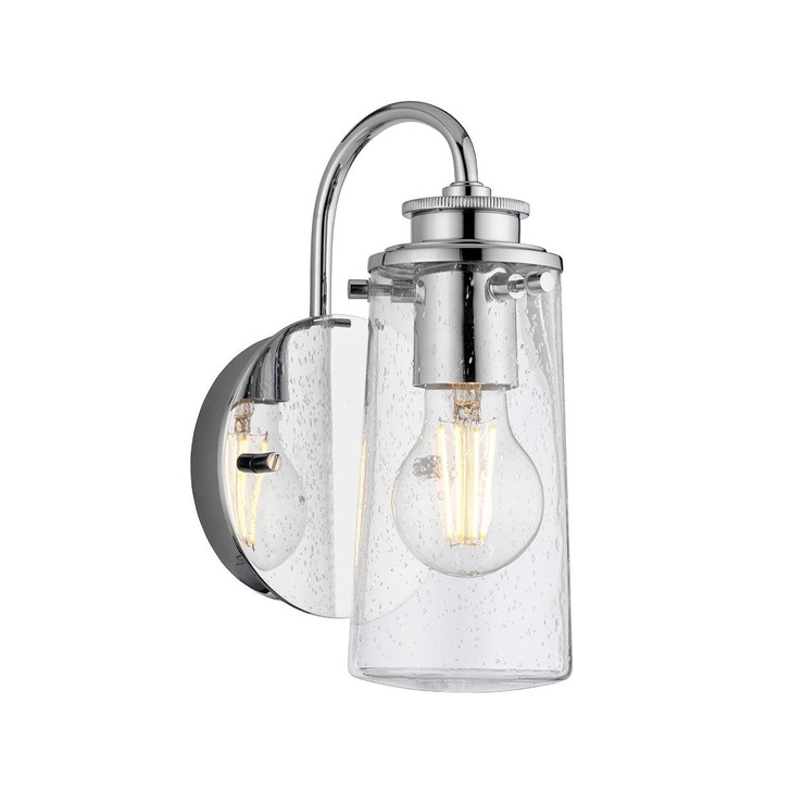 Quintiesse Braelyn 1 Light Bathroom Wall Light In Polished Chrome Complete With Clear Seeded Glass - QN-BRAELYN1-PC