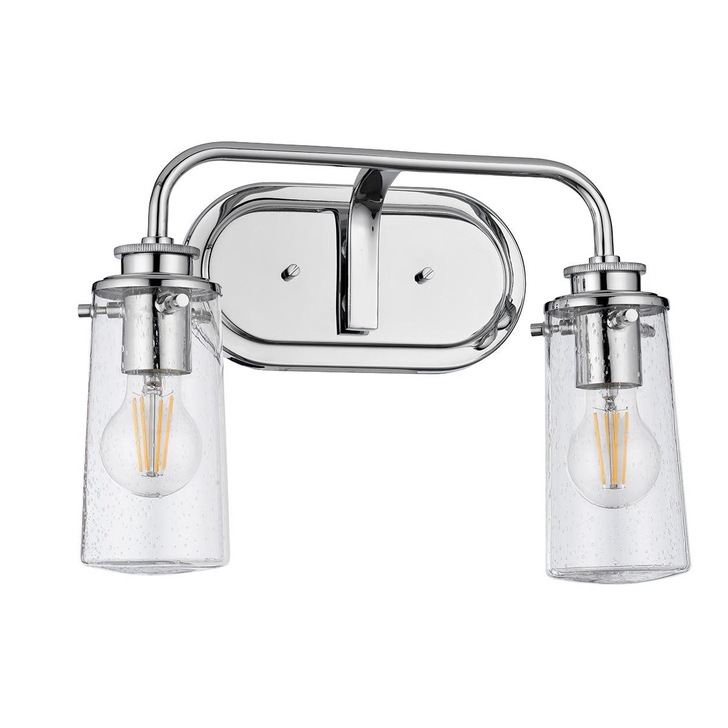 Quintiesse Braelyn 2 Light Bathroom Wall Light In Polished Chrome Complete With Clear Seeded Glasses - QN-BRAELYN2-PC