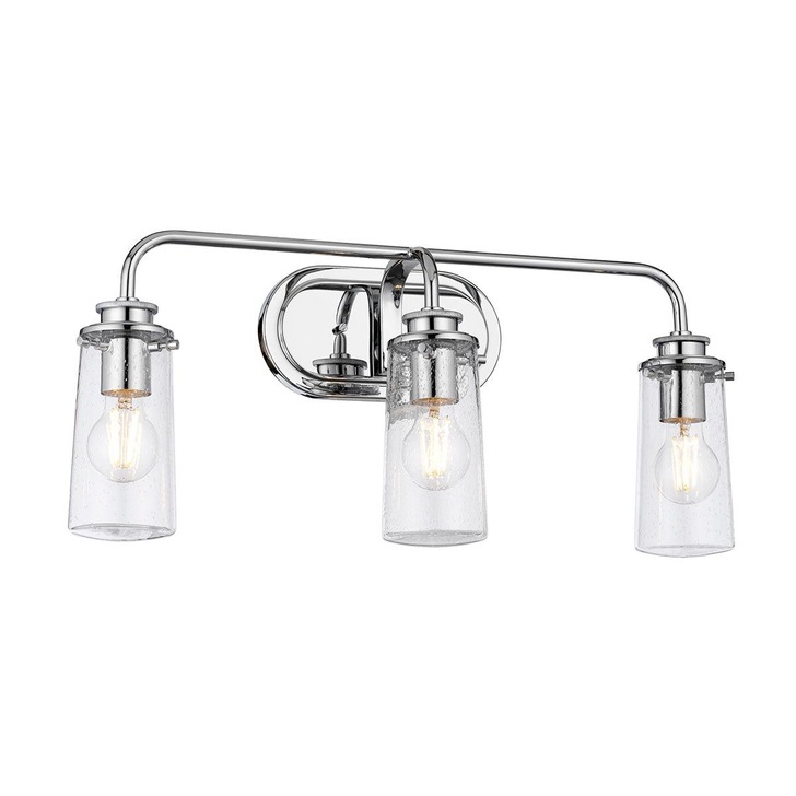 Quintiesse Braelyn 3 Light Bathroom Wall Light In Polished Chrome Complete With Clear Seeded Glasses - QN-BRAELYN3-PC