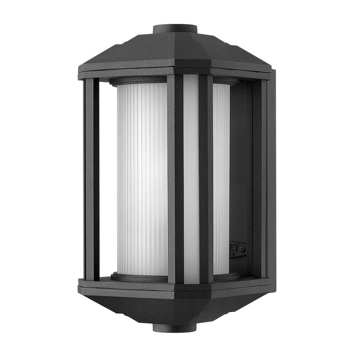 Quintiesse Castelle 1 Light Small Outdoor Wall Lantern In Black Complete With RIbbed Etched Glass - IP44 - QN-CASTELLE-S-BLK