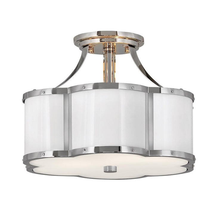 Quintiesse Chance 2 Light Semi-flush Mount In Polished Nickel Complete With Etched Opal Glass - QN-CHANCE-SF-S-PN