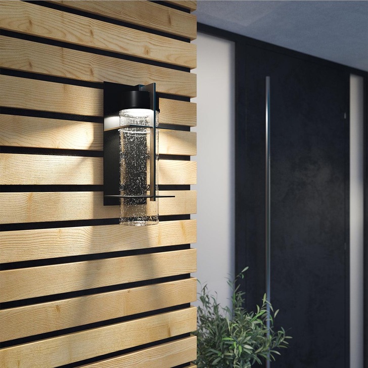 Quintiesse Eames Large Outdoor LED Wall Lantern In Black Complete With Clear Seeded Glass - IP44 - QN-EAMES-LED-L-EK