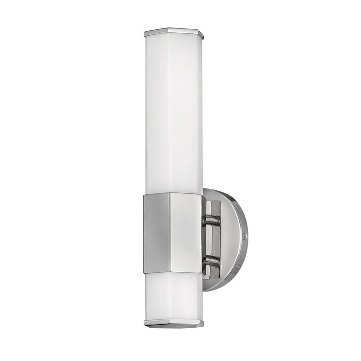 Quintiesse Facet Single LED Bathroom Wall Light In Polished Chrome Complete With Satin Opal Etched Glass - IP44 - QN-FACET-LED1-PC-BATH