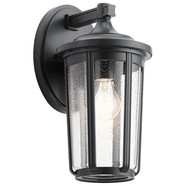 Quintiesse Fairfield 1 Light Large Outdoor Wall Lantern In Black Complete With Clear Seeded Glass - IP44 - QN-FAIRFIELD-L-BK