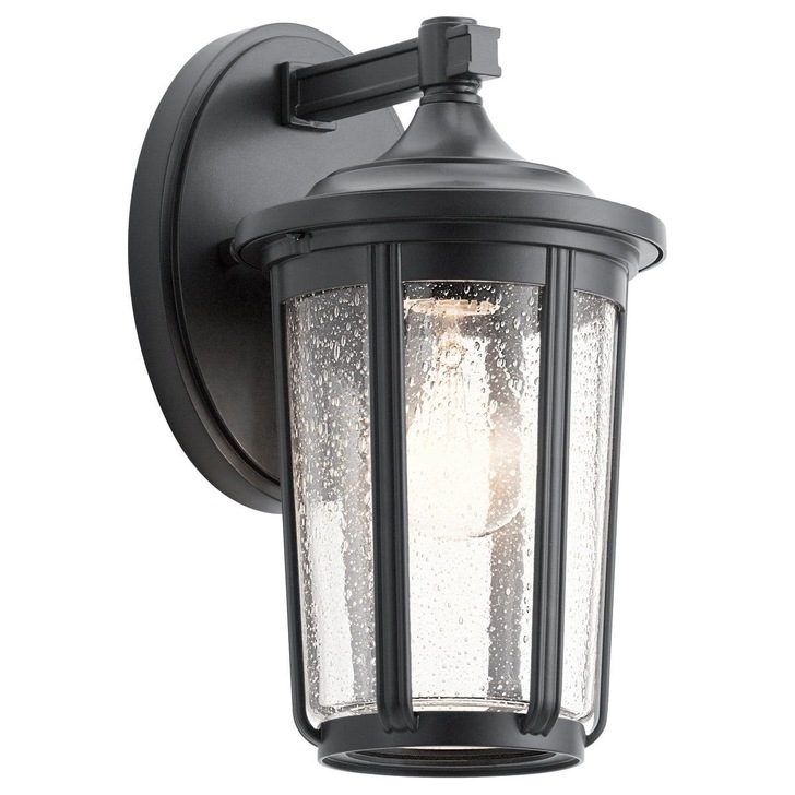 Quintiesse Fairfield 1 Light Medium Outdoor Wall Lantern In Black Complete With Clear Seeded Glass - IP44 - QN-FAIRFIELD-M-BK