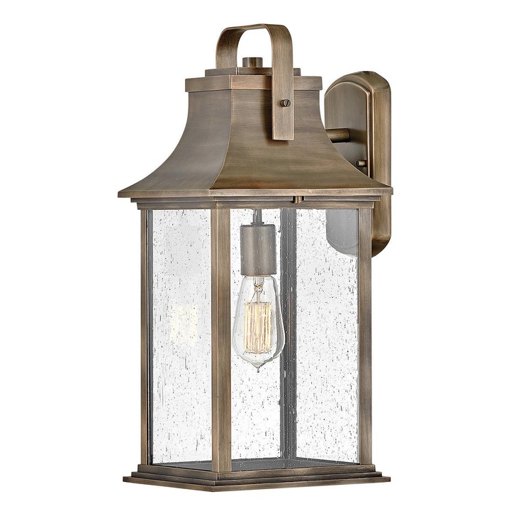 Quintiesse Grant 1 Light Large Painted Burnished Bronze Wall Lantern Complete WIth Clear Seeded Glass - IP44 - QN-GRANT-L-BU