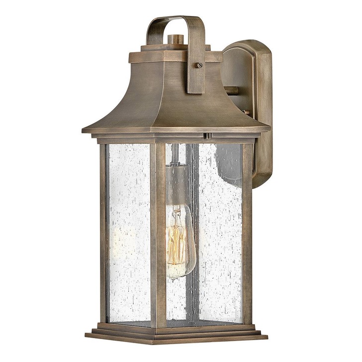 Quintiesse Grant 1 Light Medium Painted Burnished Bronze Wall Lantern Complete WIth Clear Seeded Glass - IP44 - QN-GRANT-M-BU