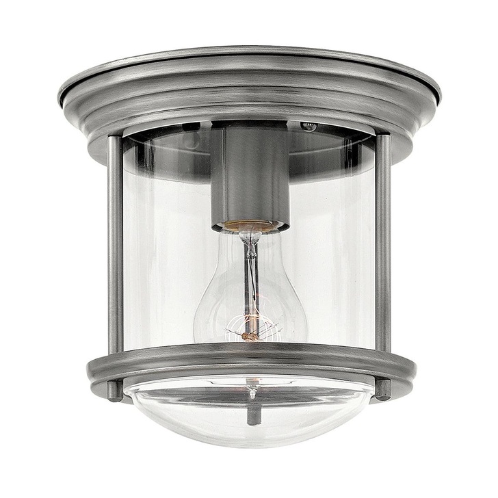 Quintiesse Hadrian 1 Light Flush Mount In Antique Nickel Complete With Clear Glass - QN-HADRIAN-MINI-F-AN-CLEAR