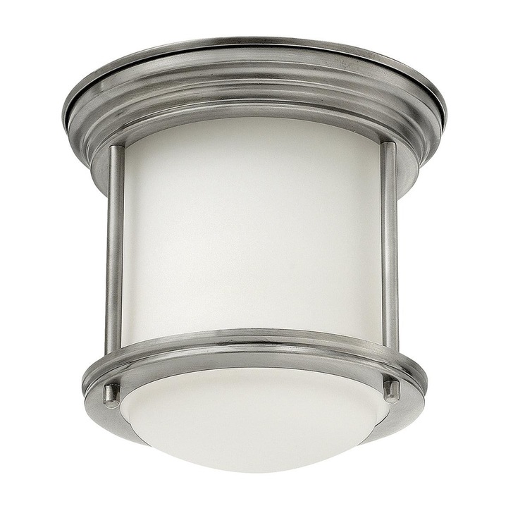 Quintiesse Hadrian 1 Light Flush Mount In Antique Nickel Complete With Opal Glass - QN-HADRIAN-MINI-F-AN-OPAL