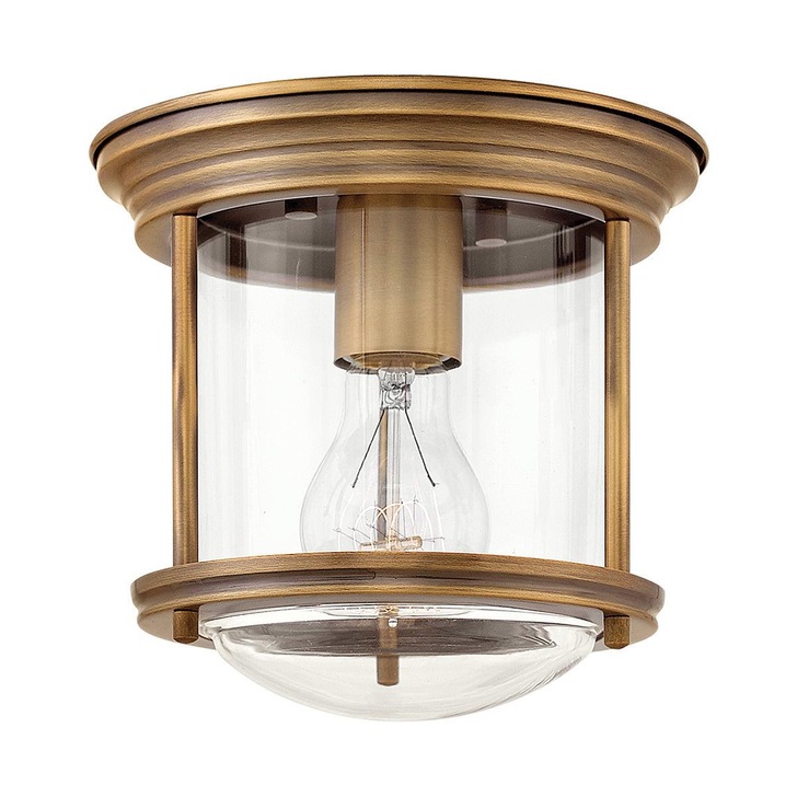 Quintiesse Hadrian 1 Light Flush Mount In Brushed Bronze Complete With Clear Glass - QN-HADRIAN-MINI-F-BR-CLEAR