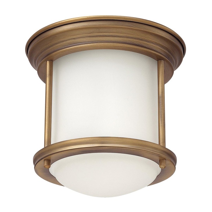 Quintiesse Hadrian 1 Light Flush Mount In Brushed Bronze Complete With Opal Glass - QN-HADRIAN-MINI-F-AN-OPAL