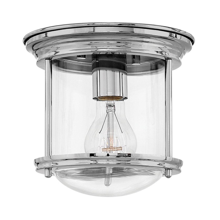 Quintiesse Hadrian 1 Light Flush Mount In Chrome Complete With Clear Glass - QN-HADRIAN-MINI-F-CM-CLEAR