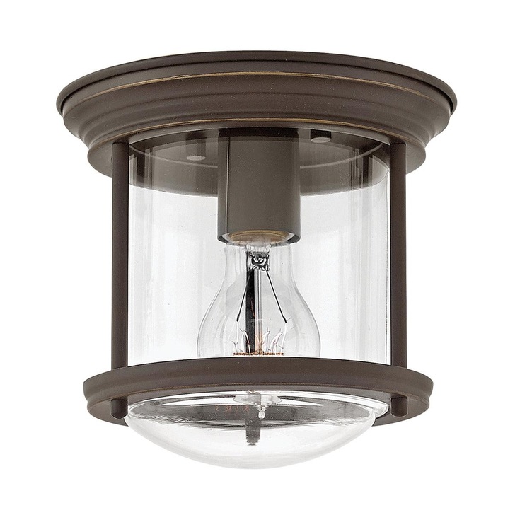 Quintiesse Hadrian 1 Light Flush Mount In Oil Rubbed Bronze Complete With Clear Glass - QN-HADRIAN-MINI-F-OZ-CLEAR