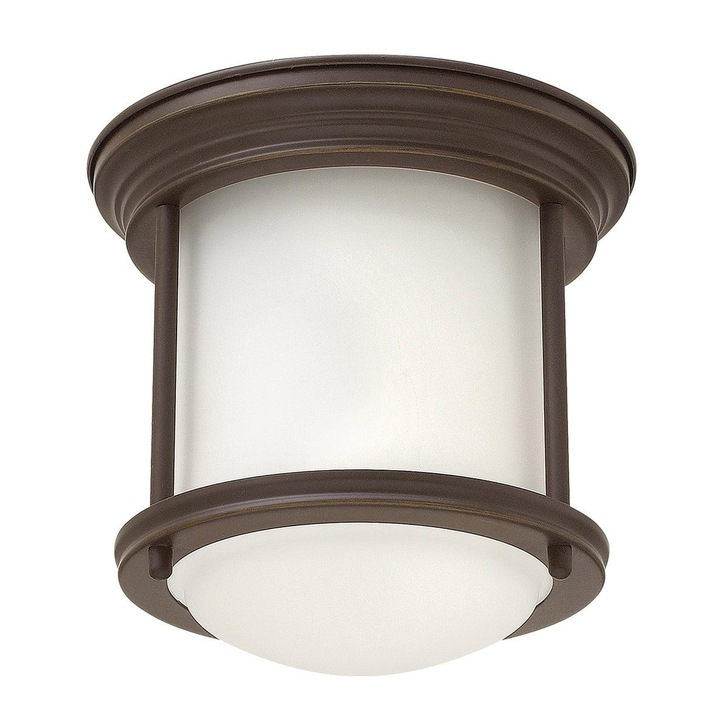 Quintiesse Hadrian 1 Light Flush Mount In Oil Rubbed Bronze Complete With Opal Glass - QN-HADRIAN-MINI-F-OZ-OPAL