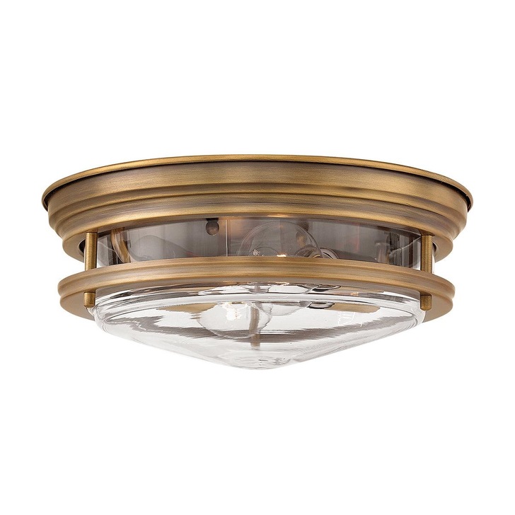 Quintiesse Hadrian 2 Light Flush Mount In Brushed Bronze Complete With Clear Glass - QN-HADRIAN-FS-BR-CLEAR