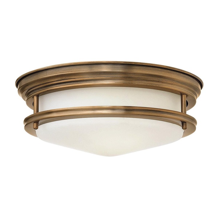 Quintiesse Hadrian 2 Light Flush Mount In Brushed Bronze Complete With Opal Glass - QN-HADRIAN-FS-BR-OPAL