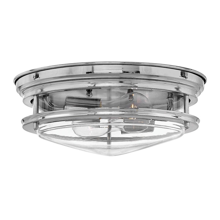 Quintiesse Hadrian 2 Light Flush Mount In Chrome Complete With Clear Glass - QN-HADRIAN-FS-CM-CLEAR