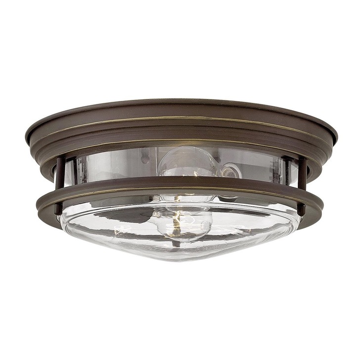 Quintiesse Hadrian 2 Light Flush Mount In Oil Rubbed Bronze Complete With Clear Glass - QN-HADRIAN-FS-OZ-CLEAR