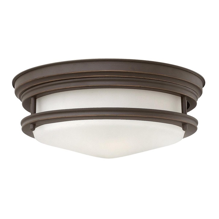 Quintiesse Hadrian 2 Light Flush Mount In Oil Rubbed Bronze Complete With Opal Glass - QN-HADRIAN-FS-OZ-OPAL