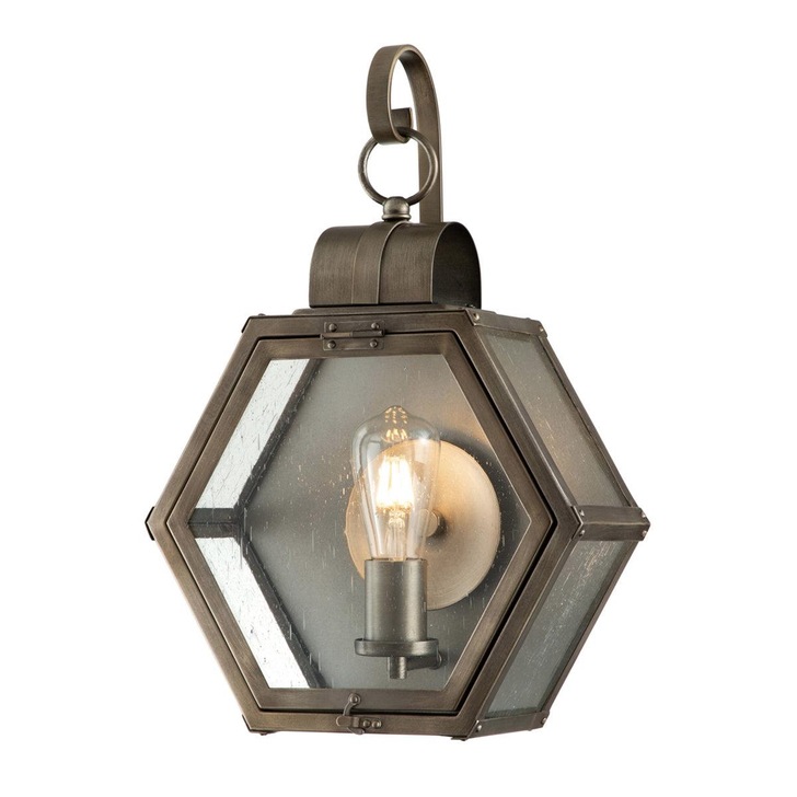 Quintiesse Heath 1 Light Medium Outdoor Wall Lantern In Burnished Bronze Finish Complete WIth Clear Seeded Glass - IP44 - QN-HEATH-M-BU