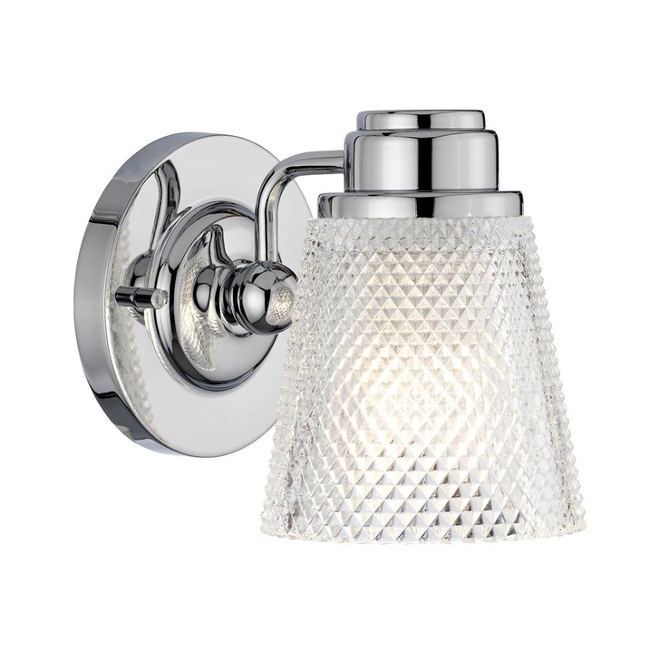 Quintiesse Hudson 1 Light Bathroom Wall Light In Polished Chrome Complete WIth Clear Cut Glass - IP44 - QN-HUDSON1-BATH