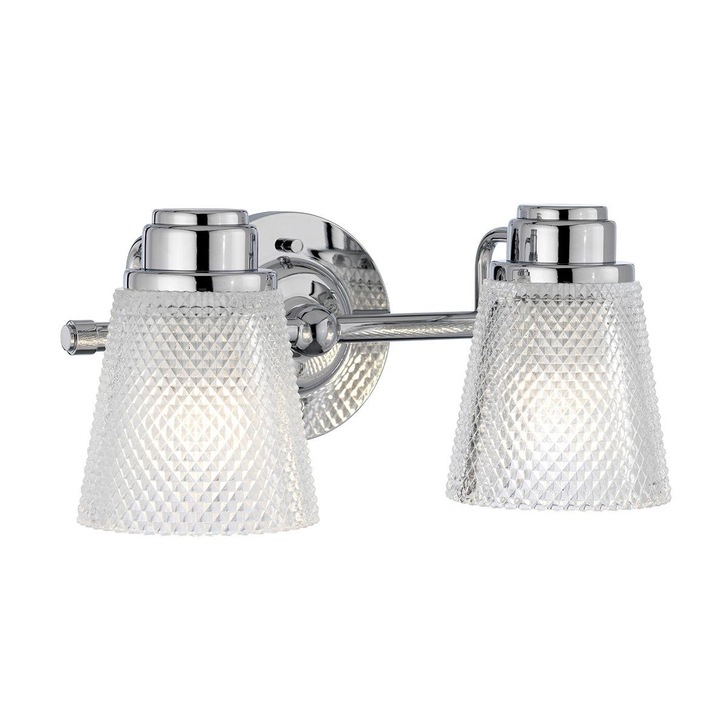 Quintiesse Hudson 2 Light Bathroom Wall Light In Polished Chrome Complete WIth Clear Cut Glasses - IP44 - QN-HUDSON2-BATH