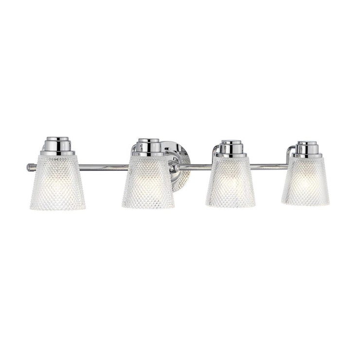 Quintiesse Hudson 4 Light Bathroom Wall Light In Polished Chrome Complete WIth Clear Cut Glasses - IP44 - QN-HUDSON4-BATH