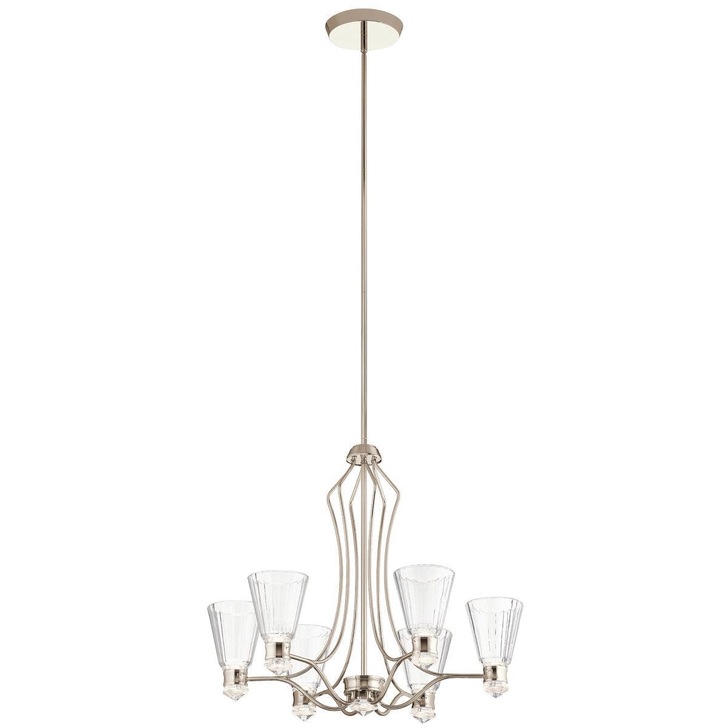 Quintiesse Kayva LED 13 Light 6 Arm Chandelier In Polished Nickel - QN-KAYVA13-PN