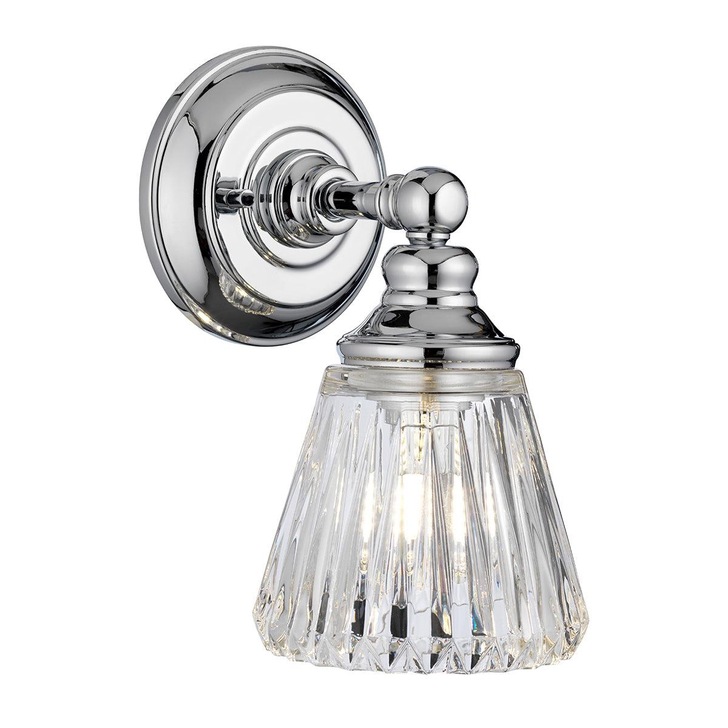 Quintiesse Keynes 1 Light Bathroom Wall Light In Polished Chrome Complete With Clear Cut Glass - IP44 - QN-KEYNES1-BATH