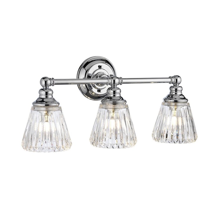 Quintiesse Keynes 3 Light Bathroom Wall Light In Polished Chrome Complete With Clear Cut Glasses - IP44 - QN-KEYNES3-BATH