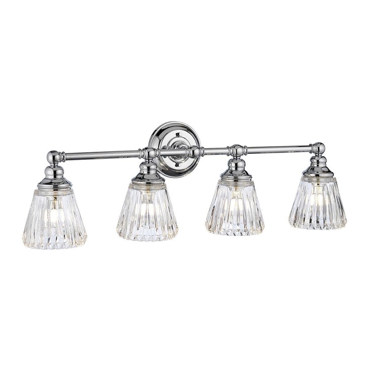 Quintiesse Keynes 4 Light Bathroom Wall Light In Polished Chrome Complete With Clear Cut Glasses - IP44 - QN-KEYNES4-BATH