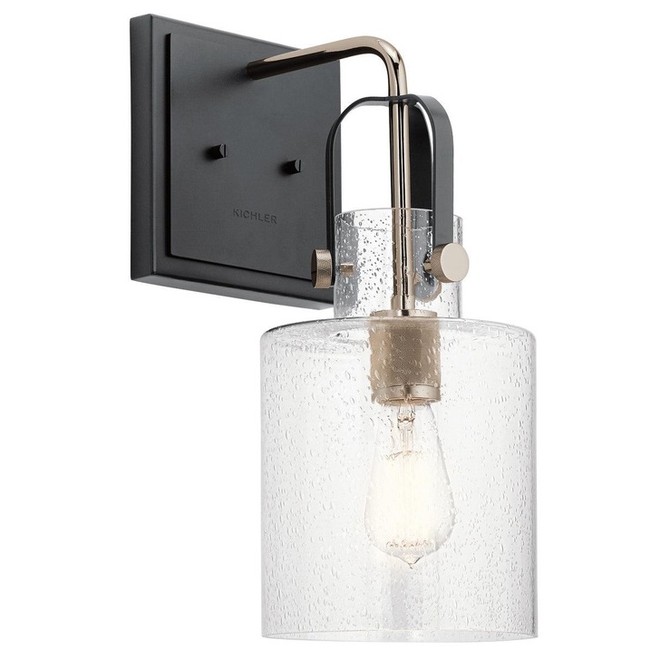 Quintiesse Kitner 1 Light Wall Light In Polished Nickel And Black - QN-KITNER1-PN