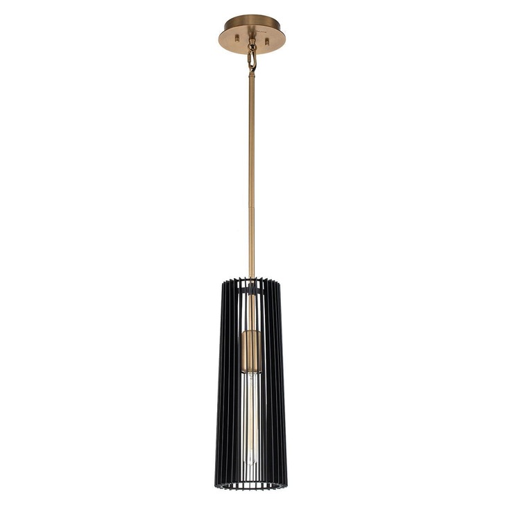 Quintiesse Linara 1 Light Pendant In Black And Natural Brass - QN-LINARA-P-BK