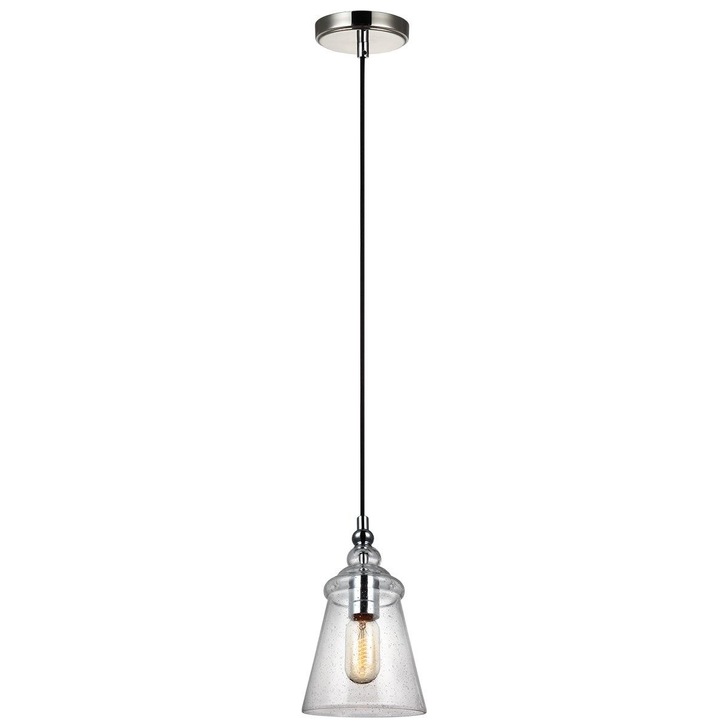 Quintiesse Loras 1 Light Mini Pendant In Polished Chrome Complete With Clear Seeded Glass - QN-LORAS-1MP