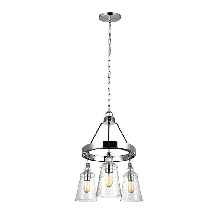 Quintiesse Loras 3 Light Chandelier In Polished Chrome Complete WIth Clear Seeeded Glasses - QN-LORAS3