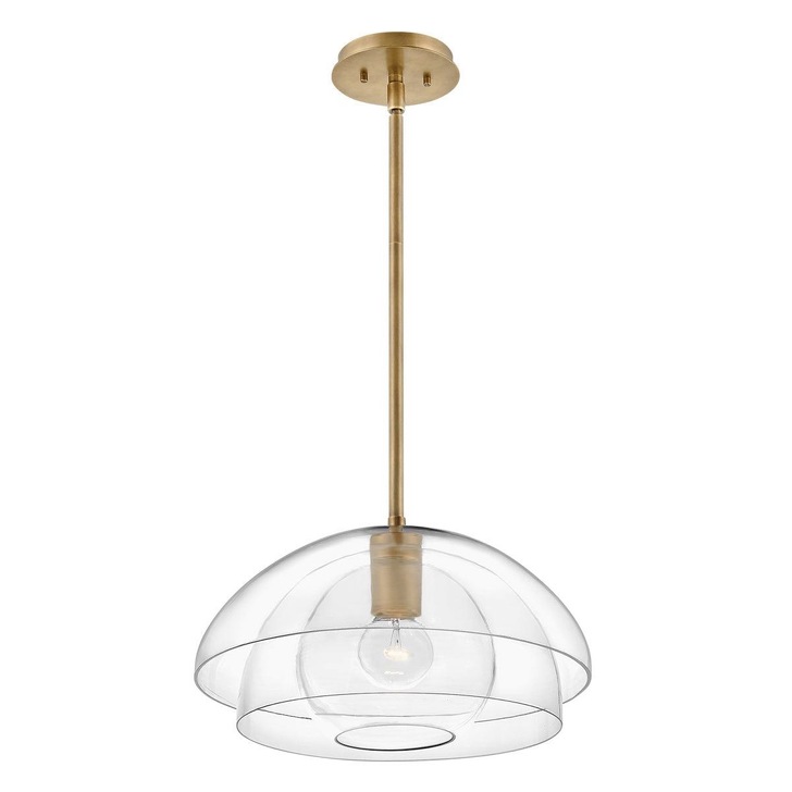 Quintiesse Lotus 1 Light Pendant / Semi-flush In Heritage Brass With Clear Glasses - QN-LOTUS-P-HBR