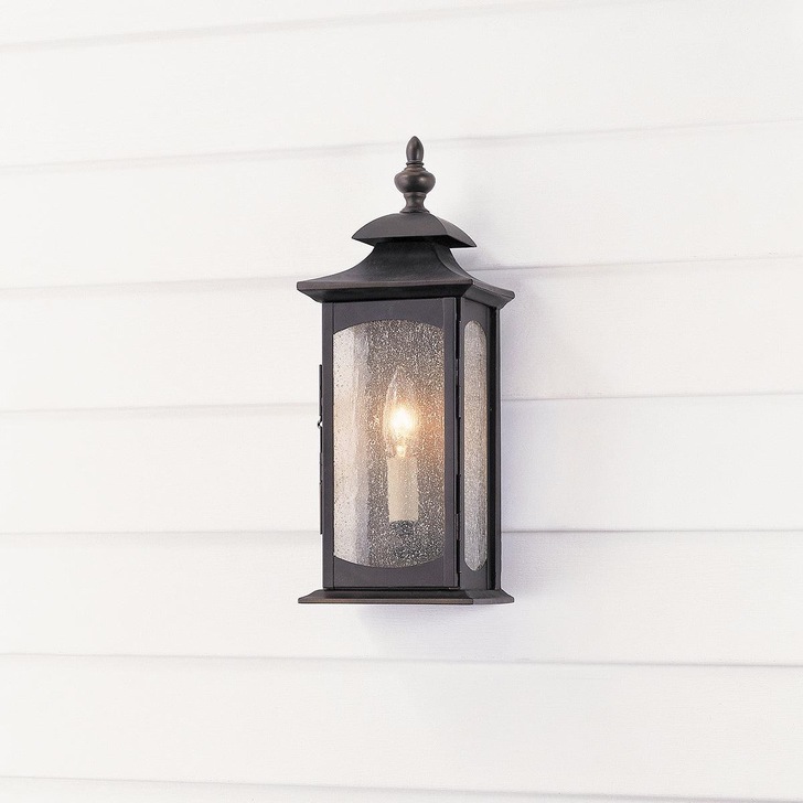 Quintiesse Market Square 1 Light Outdoor Wall Light In Oil Rubbed Bronze Complete With Clear Seeded Glass - IP44 - QN-MARKET-SQUARE-S