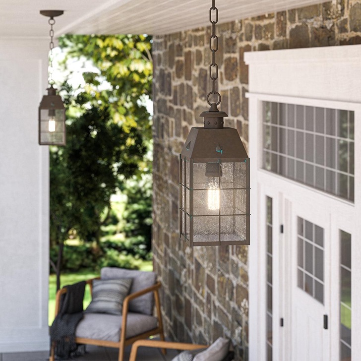 Quintiesse Nantucket 1 Light Solid Brass Medium Chain Lantern Complete With Clear Seeded Glass - IP44 - QN-NANTUCKET8-M-AS