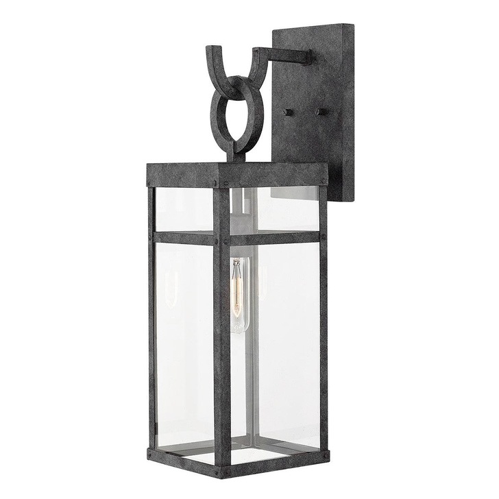 Quintiesse Porter 1 Light Large Wall Lantern In Aged Zinc Complete With Clear Glass - IP44 - QN-PORTER-L-DZ