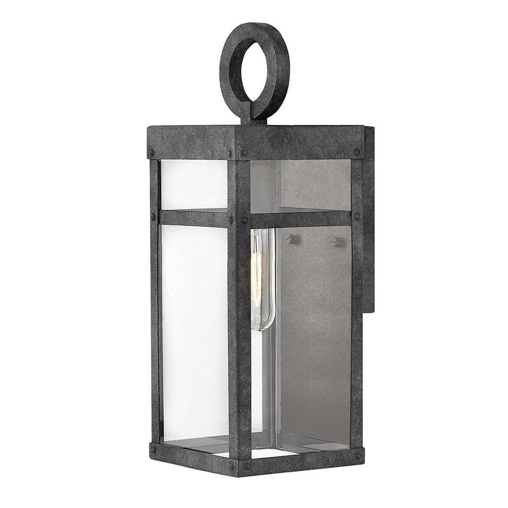 Quintiesse Porter 1 Light Small Wall Lantern In Aged Zinc Complete With Clear Glass - IP44 - QN-PORTER-S-DZ