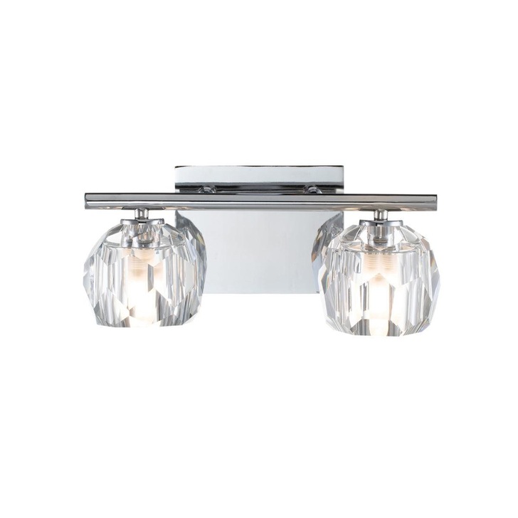 Quintiesse Regalia 2 Light Bathroom Wall Light In Polished Chrome Complete With K9 Crystal Glasses - IP44 - QN-REGALIA2-PC-BATH