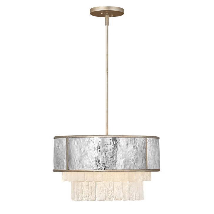 Quintiesse Reverie 4 Light Semi-Flush/Pendant In Hammered Stainless Steel And Champagne Gold - QN-REVERIE-4P-CPG