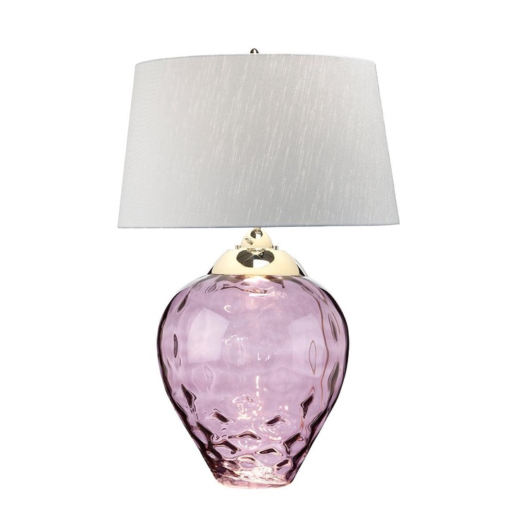 Quintiesse Samara Large Plum Dual Lit Table Lamp Complete WIth Titanium Faux Silk Shade - QN-SAMARA-TL-LRG-PLM