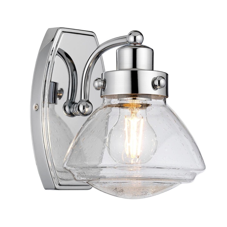 Quintiesse Scholar 1 Light Bathroom Wall Light In Polished Chrome Complete With Clear Seeded Glass - IP44 - QN-SCHOLAR1