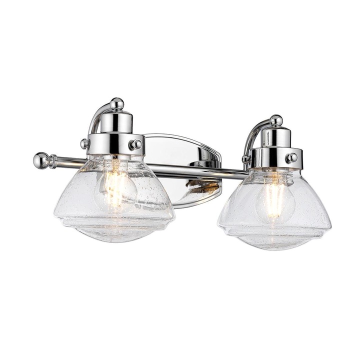 Quintiesse Scholar 2 Light Bathroom Wall Light In Polished Chrome Complete With Clear Seeded Glasses - IP44 - QN-SCHOLAR2