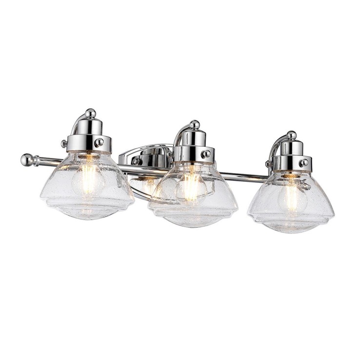 Quintiesse Scholar 3 Light Bathroom Wall Light In Polished Chrome Complete With Clear Seeded Glasses - IP44 - QN-SCHOLAR3