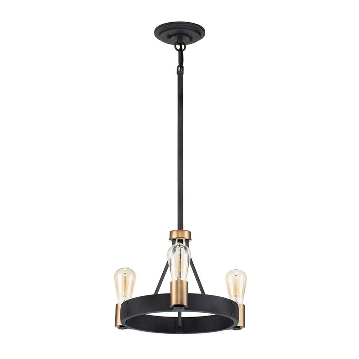 Quintiesse Silas 3 Light Pendant/Semi-Flush In Aged Zinc And Heritage Brass - QN-SILAS-3P-DZ